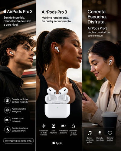 AIRPODS PRO 3 — SONIDO PREMIUM, ESTILO Y TECNOLOGÍA EN TUS MANOS ESTUCHE Y ENVIO GRATIS  ESTUCHE Y ENVIO GRATIS